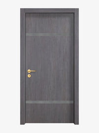 Charcoal Oak Interior Double Door Slabs - Elevar 2W Inlay Design in Gray epoxy