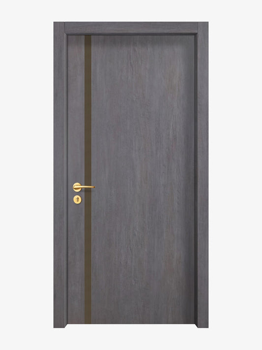Charcoal Oak Interior Double Door Slabs - Aliyah 1L Inlay Design in Bronze epoxy