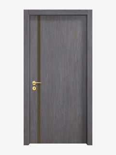 Charcoal Oak Interior Door Slab - Aliyah 1L Inlay Design (I5201)