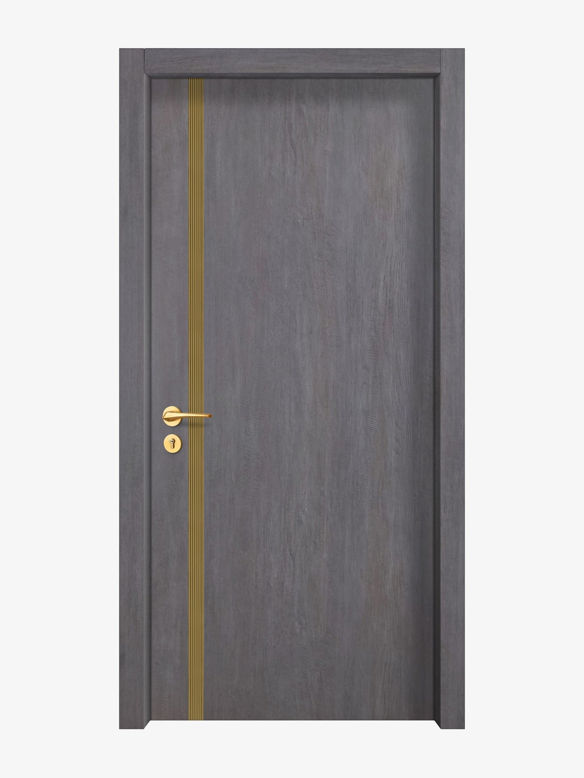 Charcoal Oak Interior Double Door Slabs - Aliyah 1L Inlay Design in Gold epoxy