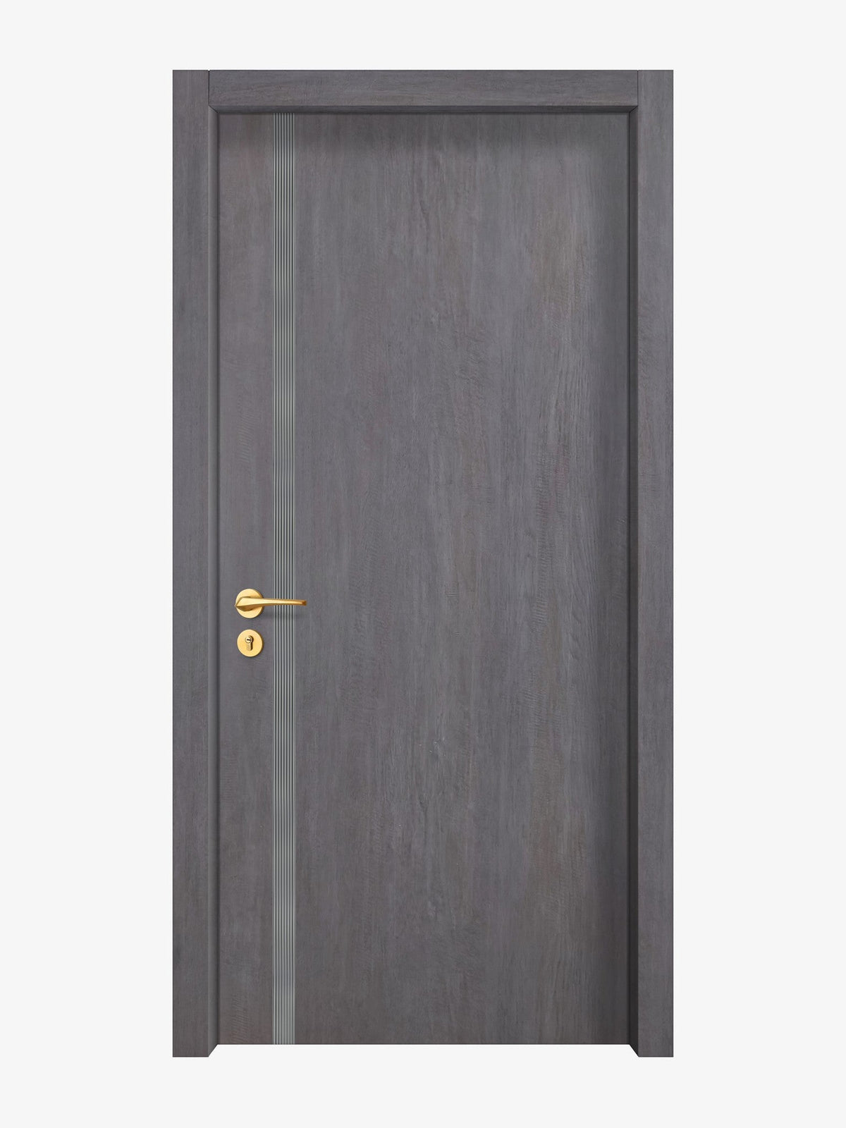 Charcoal Oak Interior Double Door Slabs - Aliyah 1L Inlay Design in Gray epoxy