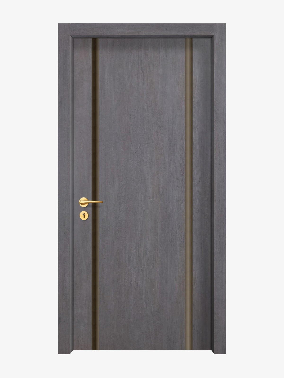 Charcoal Oak Interior Door Slab - Aliyah 2 Inlay Design in Bronze epoxy