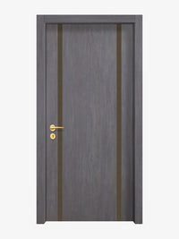 Charcoal Oak Interior Door Slab - Aliyah 2 Inlay Design in Bronze epoxy