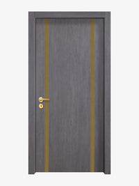 Charcoal Oak Interior Double Door Slabs - Aliyah 2 Inlay Design in Gold epoxy