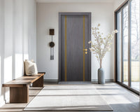 Charcoal Oak Interior Double Door Slabs - Aliyah 2 Inlay Design in Gold epoxy, detail view