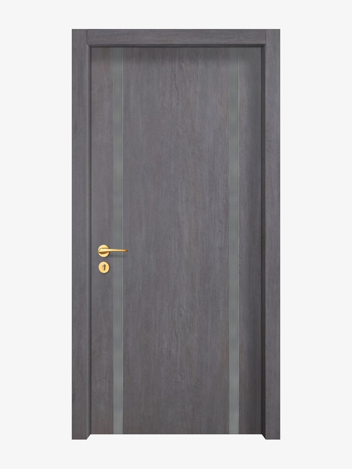 Charcoal Oak Interior Double Door Slabs - Aliyah 2 Inlay Design in Gray epoxy