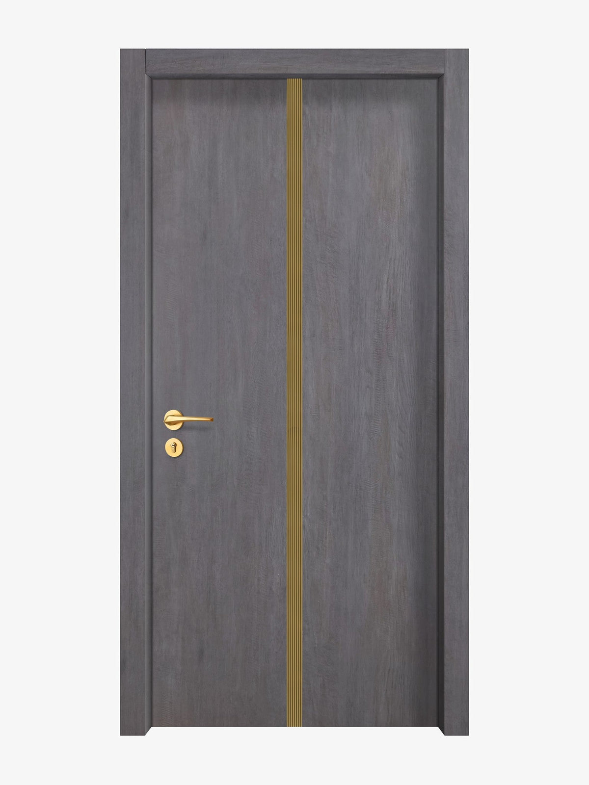 Charcoal Oak Interior Double Door Slabs - Aliyah 1C Inlay Design in Gold epoxy