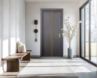Charcoal Oak Interior Door Slab - Aliyah 1C Inlay Design in Gold epoxy, detail view