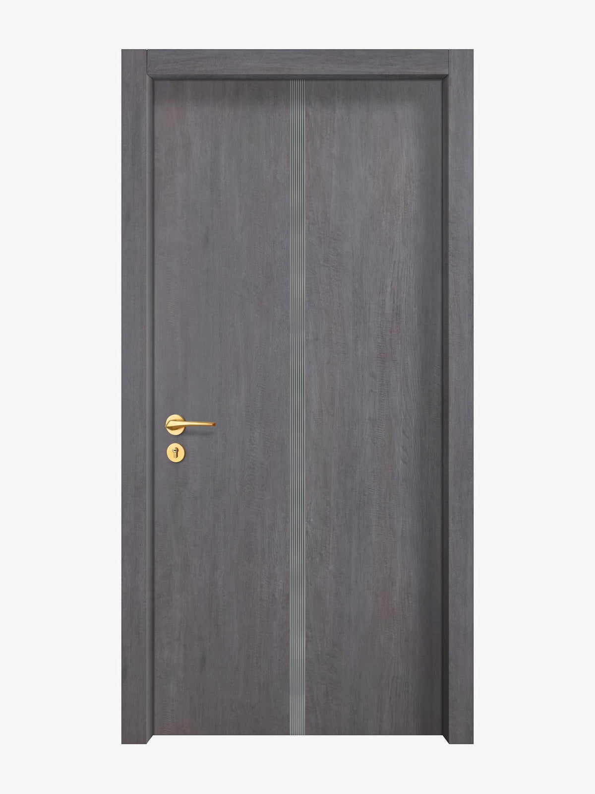 Charcoal Oak Interior Door Slab - Aliyah 1C Inlay Design in Gray epoxy
