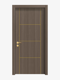 Dark Walnut Interior Door Slab - Scala 3 Concave Design in Solar Gold epoxy