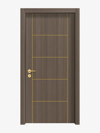 Dark Walnut Interior Door Slab - Scala 4 Concave Design in Solar Gold epoxy