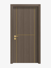 Dark Walnut Interior Door Slab - Scala 1 Concave Design in Solar Gold epoxy