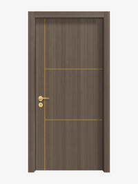 Dark Walnut Interior Door Slab - Axis 2 Concave Design in Solar Gold epoxy