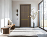 Dark Walnut Interior Door Slab - Axis 2 Concave Design in Solar Gold epoxy, detail view