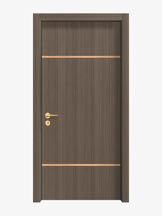 Dark Walnut Interior Door Slab - Elevar 2W Inlay Design in Brushed Rose Gold epoxy