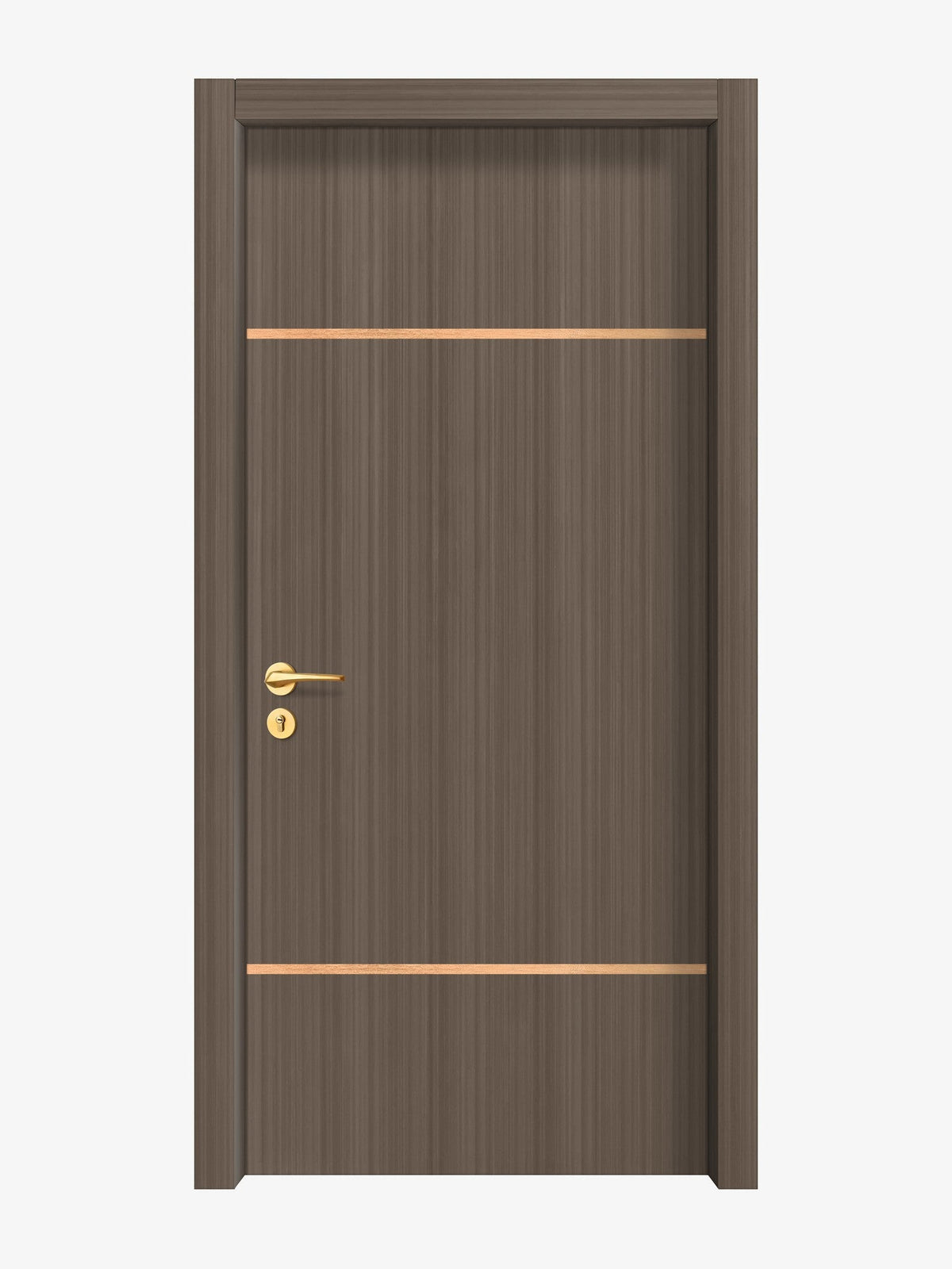 Dark Walnut Interior Double Door Slabs - Elevar 2W Inlay Design in Brushed Rose Gold epoxy