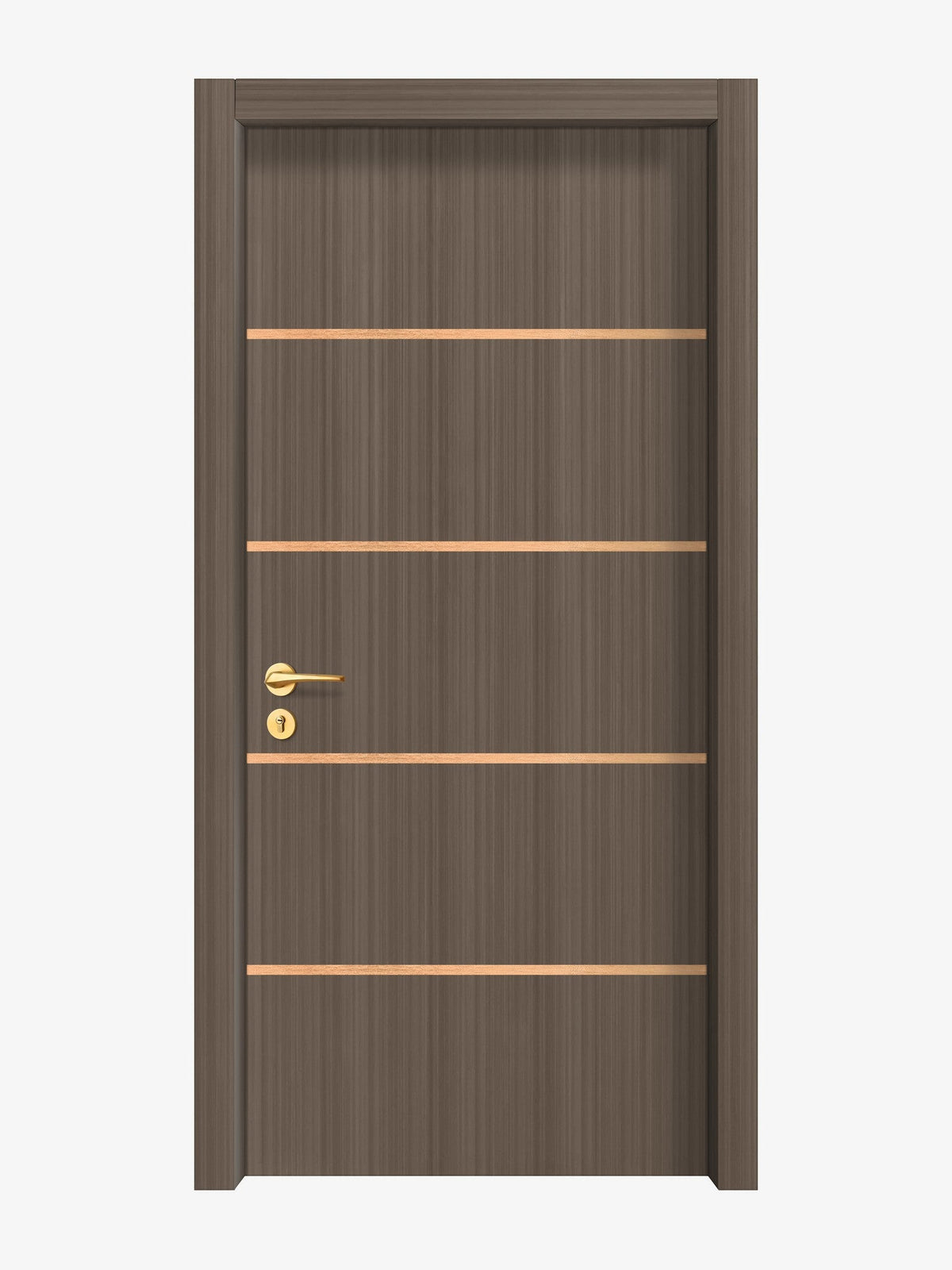Dark Walnut Interior Double Door Slabs - Elevar 4 Inlay Design in Brushed Rose Gold epoxy