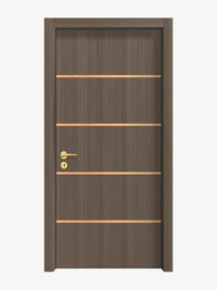 Dark Walnut Interior Double Door Slabs - Elevar 4 Inlay Design in Brushed Rose Gold epoxy