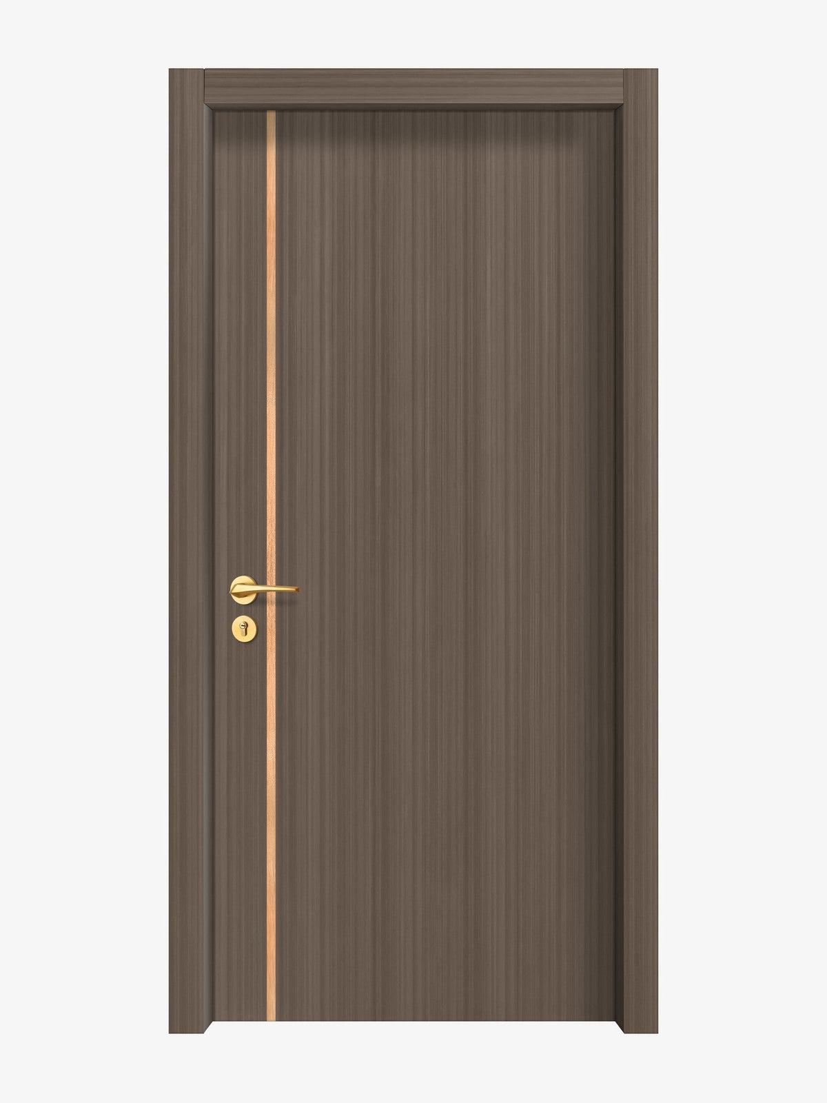 Dark Walnut Interior Double Door Slabs - Aliyah 1L Inlay Design in Brushed Rose Gold epoxy