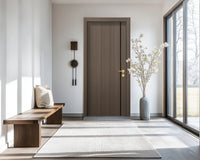 Dark Walnut Interior Double Door Slabs - Aliyah 1L Inlay Design in Glossy Black epoxy, detail view