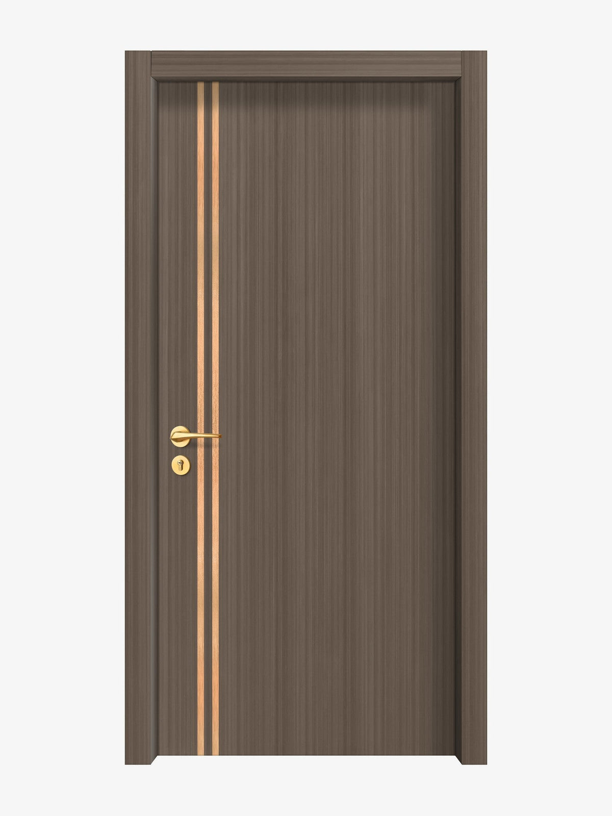 Dark Walnut Interior Double Door Slabs - Aliyah 2L Inlay Design in Brushed Rose Gold epoxy