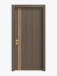 Dark Walnut Interior Double Door Slabs - Aliyah 2L Inlay Design in Brushed Rose Gold epoxy