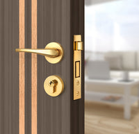 Dark Walnut Interior Double Door Slabs - Aliyah 2L Inlay Design in Brushed Rose Gold epoxy, angled view