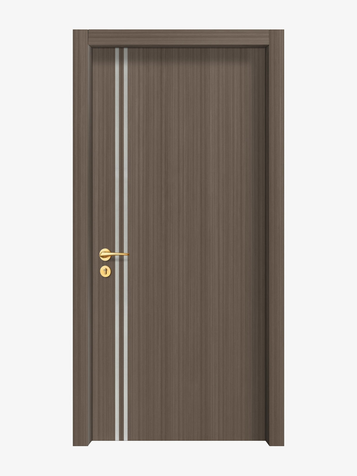 Dark Walnut Interior Door Slab - Aliyah 2L Inlay Design in Satin Silver epoxy