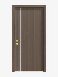 Dark Walnut Interior Door Slab - Aliyah 2L Inlay Design in Satin Silver epoxy