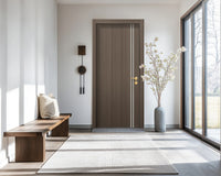 Dark Walnut Interior Door Slab - Aliyah 2L Inlay Design in Satin Silver epoxy, detail view