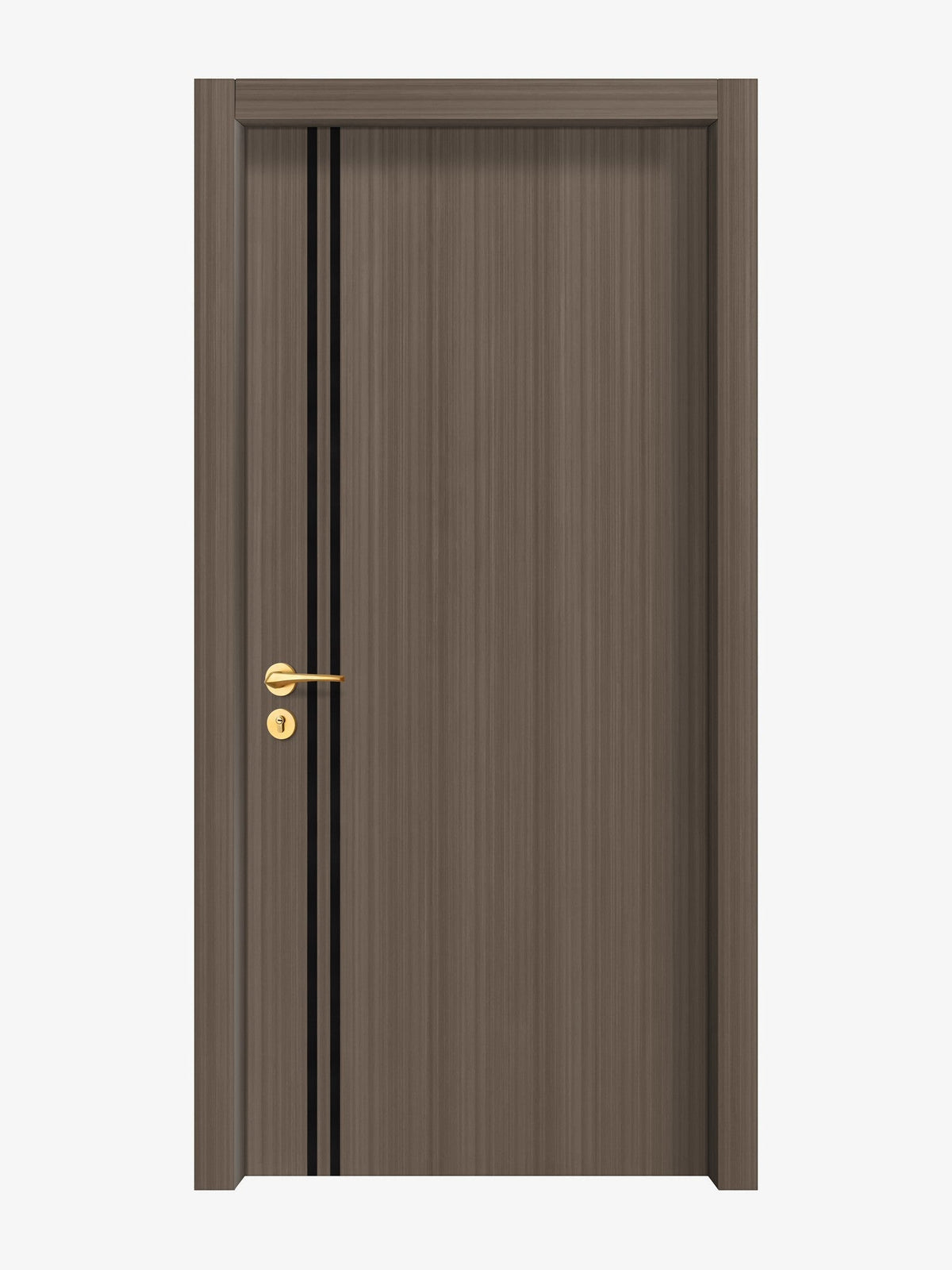 Dark Walnut Interior Double Door Slabs - Aliyah 2L Inlay Design in Glossy Black epoxy