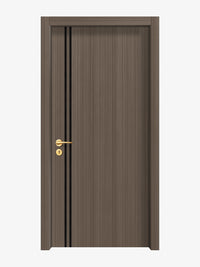 Dark Walnut Interior Double Door Slabs - Aliyah 2L Inlay Design in Glossy Black epoxy
