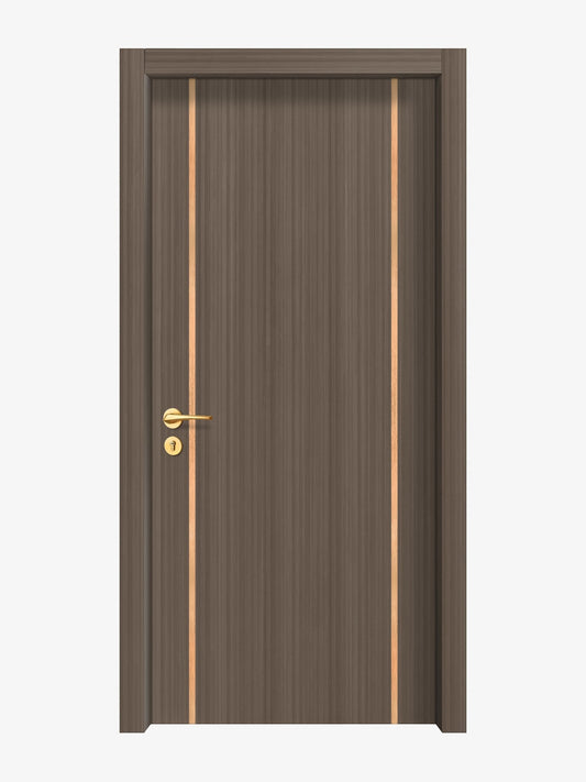 Dark Walnut Interior Door Slab - Aliyah 2 Inlay Design in Brushed Rose Gold epoxy