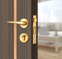 Dark Walnut Interior Double Door Slabs - Aliyah 2 Inlay Design in Brushed Rose Gold epoxy, angled view