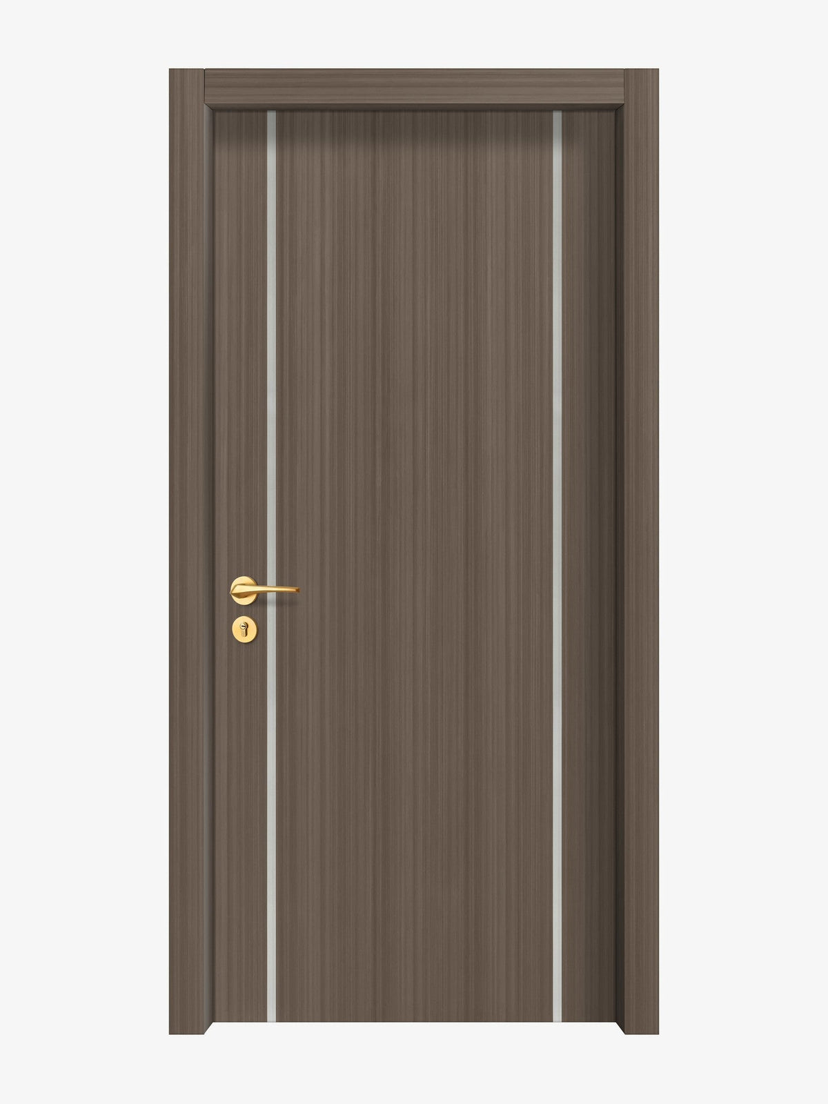 Dark Walnut Interior Door Slab - Aliyah 2 Inlay Design in Satin Silver epoxy