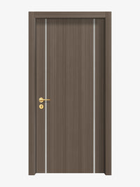 Dark Walnut Interior Double Door Slabs - Aliyah 2 Inlay Design in Satin Silver epoxy