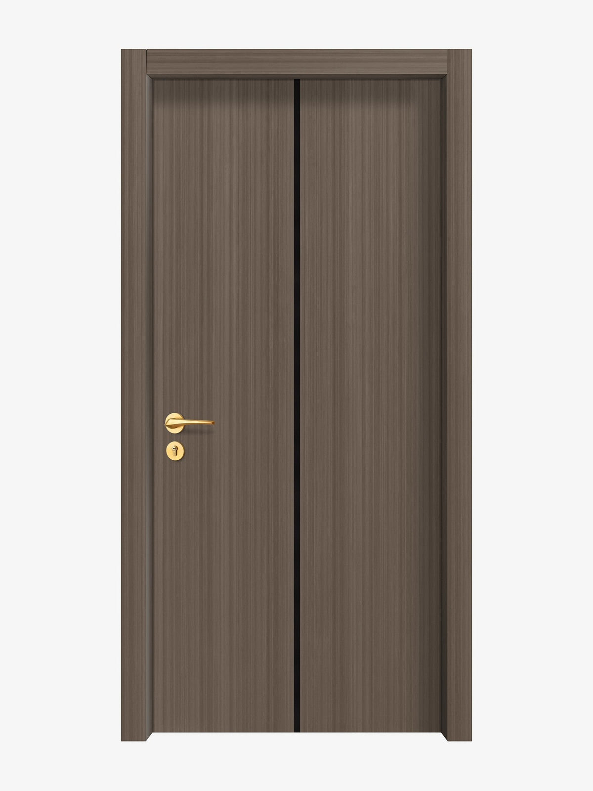 Dark Walnut Interior Double Door Slabs - Aliyah 1C Inlay Design in Glossy Black epoxy
