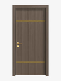 Dark Walnut Interior Double Door Slabs - Elevar 2W Inlay Design in Gold epoxy