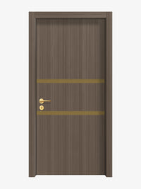Dark Walnut Interior Door Slab - Elevar 2N Inlay Design in Gold epoxy