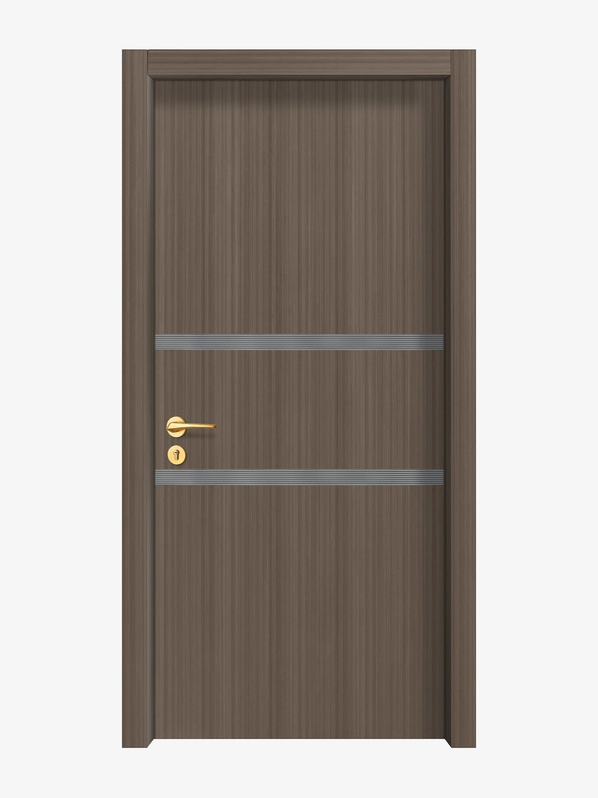 Dark Walnut Interior Door Slab - Elevar 2N Inlay Design in Gray epoxy