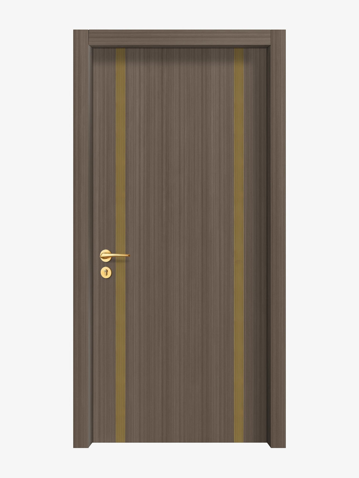 Dark Walnut Interior Double Door Slabs - Aliyah 2 Inlay Design in Gold epoxy
