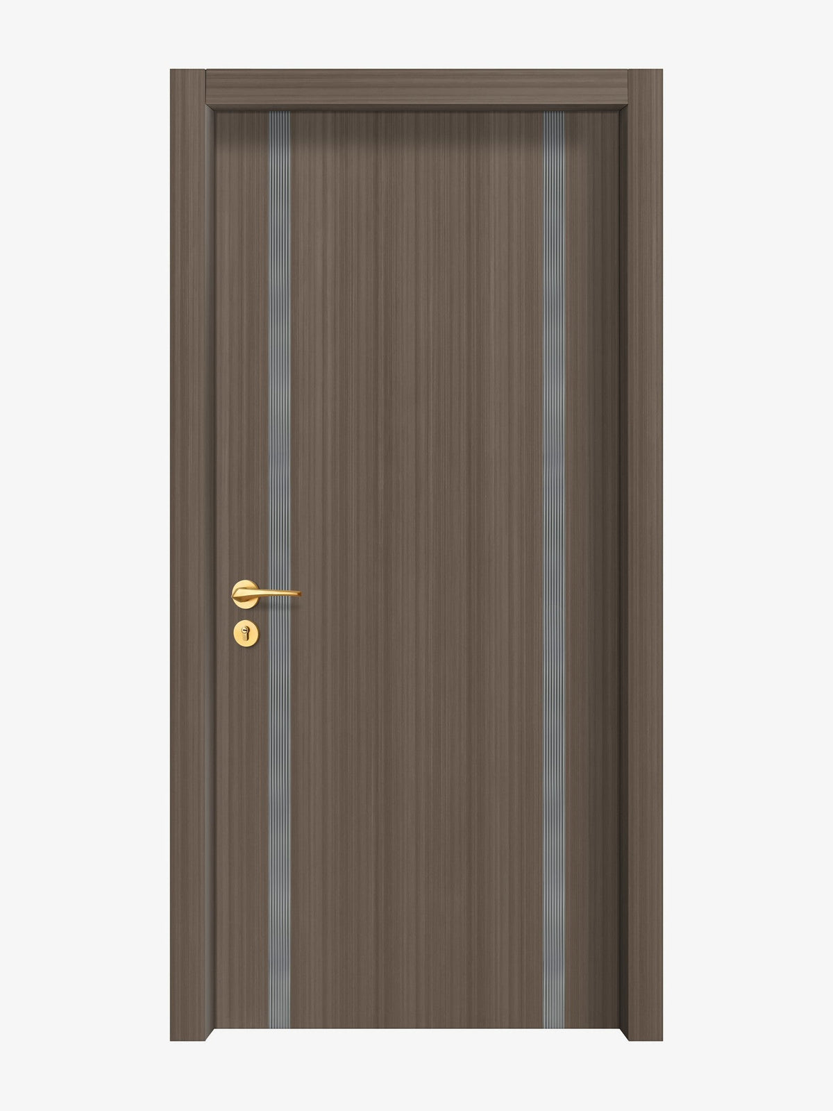 Dark Walnut Interior Double Door Slabs - Aliyah 2 Inlay Design in Gray epoxy