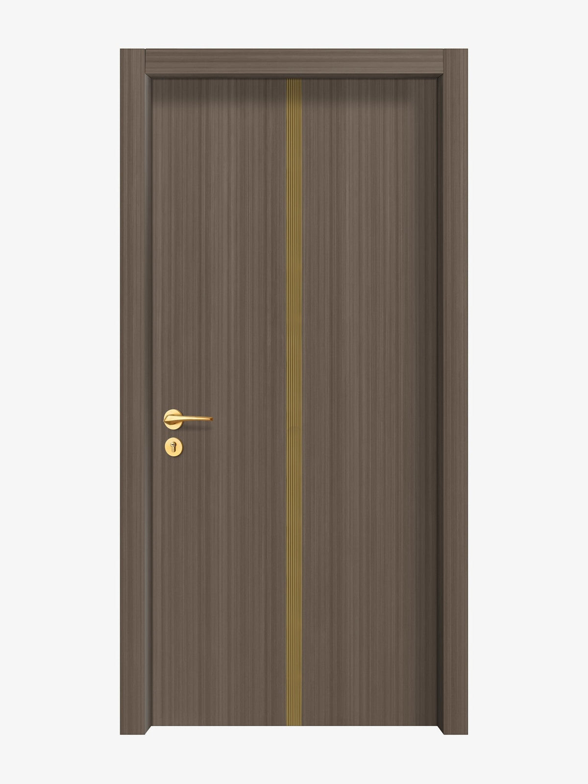 Dark Walnut Interior Double Door Slabs - Aliyah 1C Inlay Design in Gold epoxy