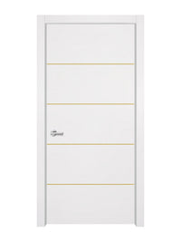 Glacier White Interior Door Slab - Elevar 4 Concave Design in Solar Gold epoxy