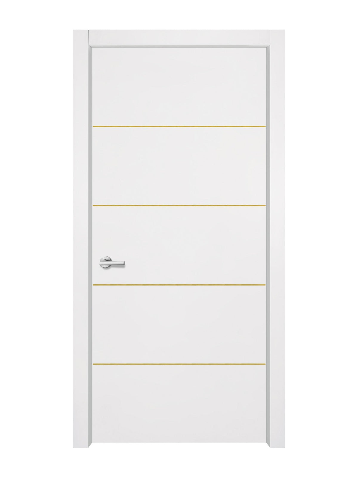 Glacier White Interior Door Slab - Elevar 4 Concave Design in Solar Gold epoxy