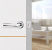 Glacier White Interior Door Slab - Elevar 4 Concave Design in Solar Gold epoxy, angled view