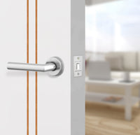 Glacier White Interior Door Slab - Aliyah 2L Concave Design in Copper Pearl epoxy, angled view