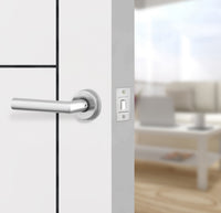 Glacier White Interior Door Slab - Scala 3 Concave Design in Black Pearl epoxy, angled view