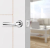 Glacier White Interior Double Door Slabs - Scala 3 Concave Design in Copper Pearl epoxy, angled view