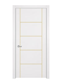 Glacier White Interior Door Slab - Scala 4 Concave Design in Solar Gold epoxy